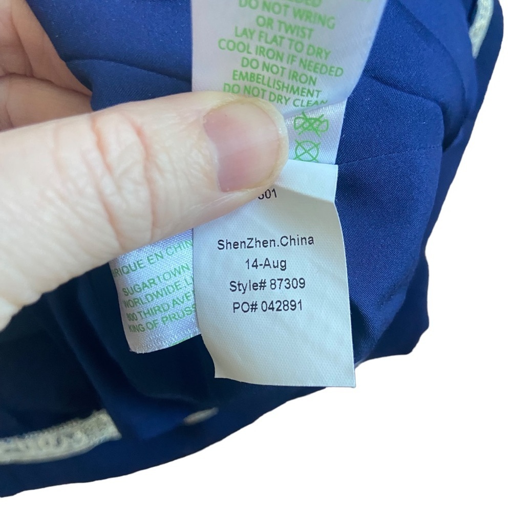 Lilly Pulitzer Bennett Shift Dress Navy Bead Embellished - Size 2 - Picture 9 of 13